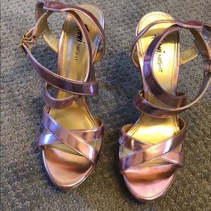 Metallic rose gold high heel sandals size 6.5